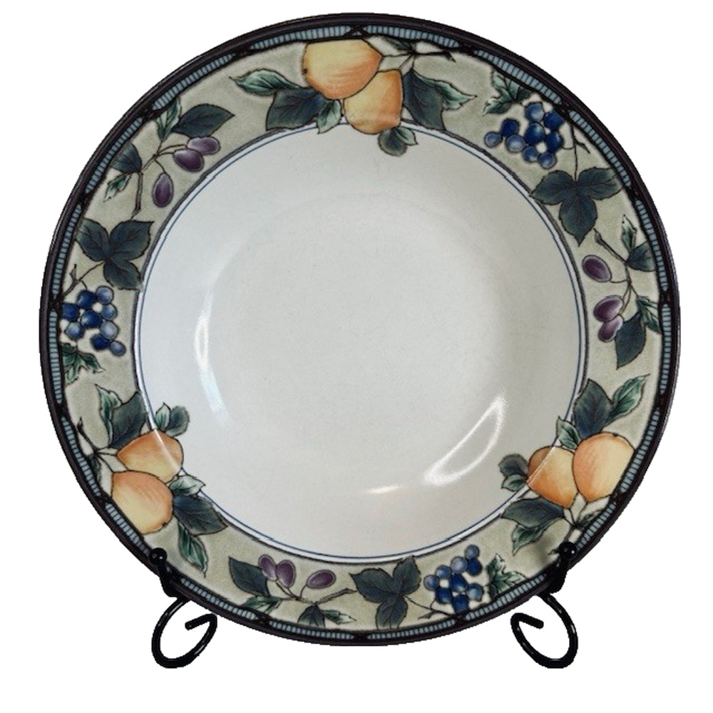 Mikasa Garden Harvest 6 Large Rim Soup Bowl Intaglio, Fruit & Leaves On Rim, VTG